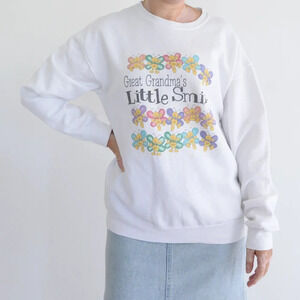Vintage Jerzees White Great Grandma Colourful Butterfly Crewneck Sweater M